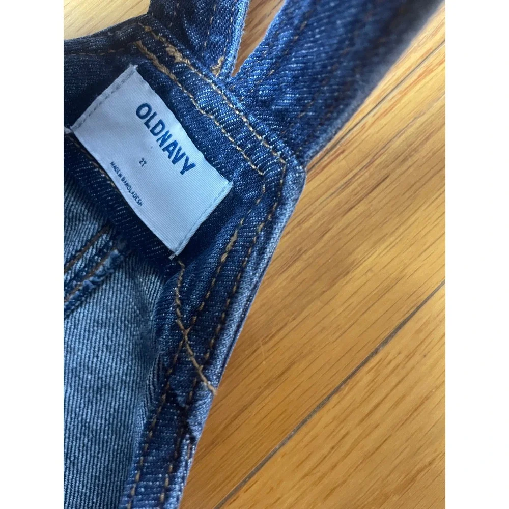 Old Navy‎ Kids Denim Jumper Dress Medium Wash Heart Pockets Blue 2T
